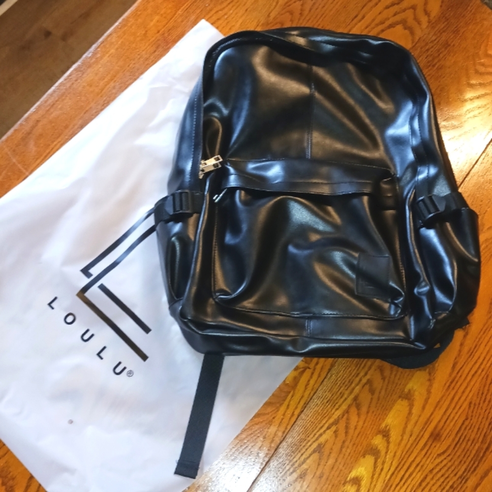 Loulu Soft Lightweight Vegan Leather Backpack NWT Approx 14x17x5 inches